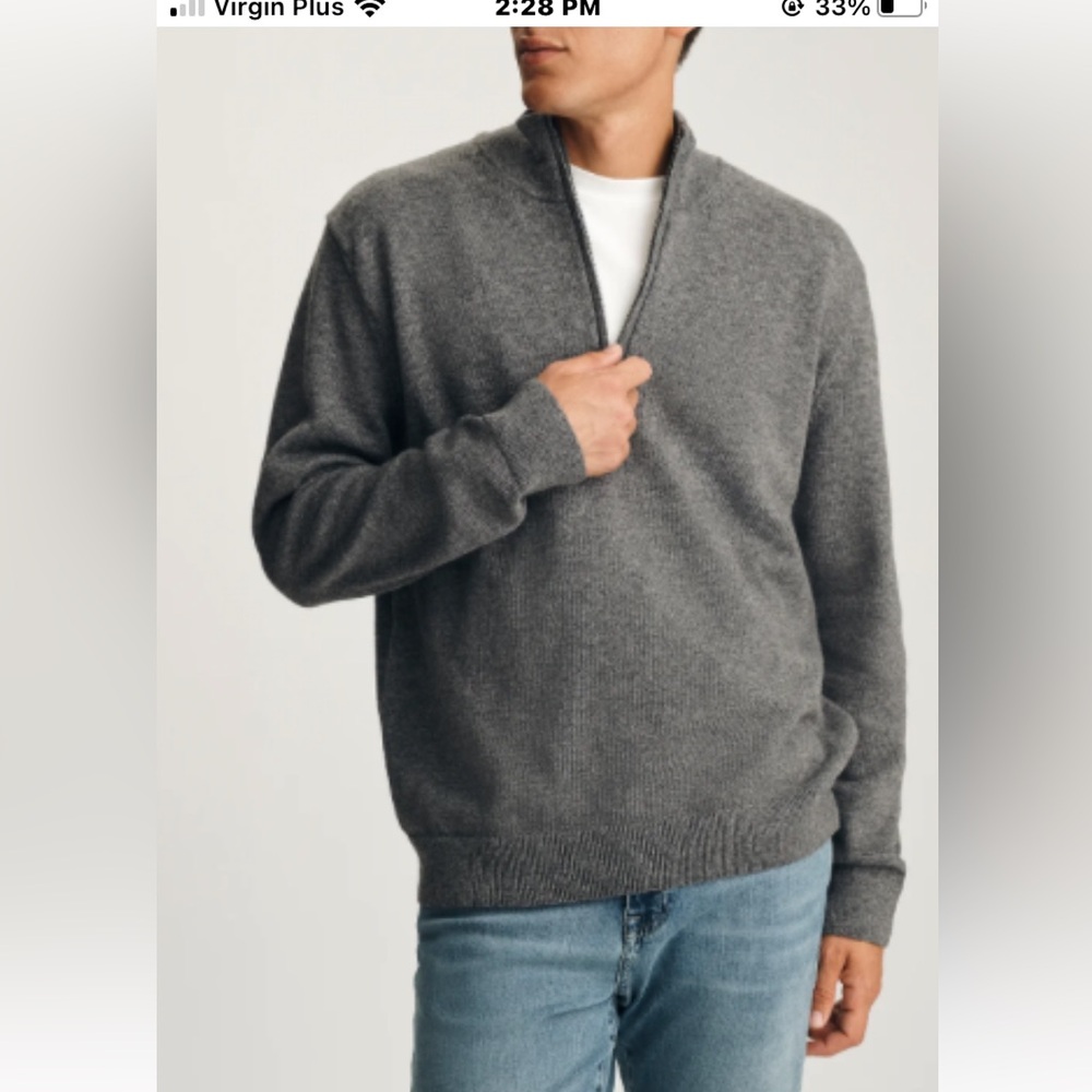 COLUMBIA Cotton Wool Blend Gray 1/3 zip up Eclectic Grandpa Sweater